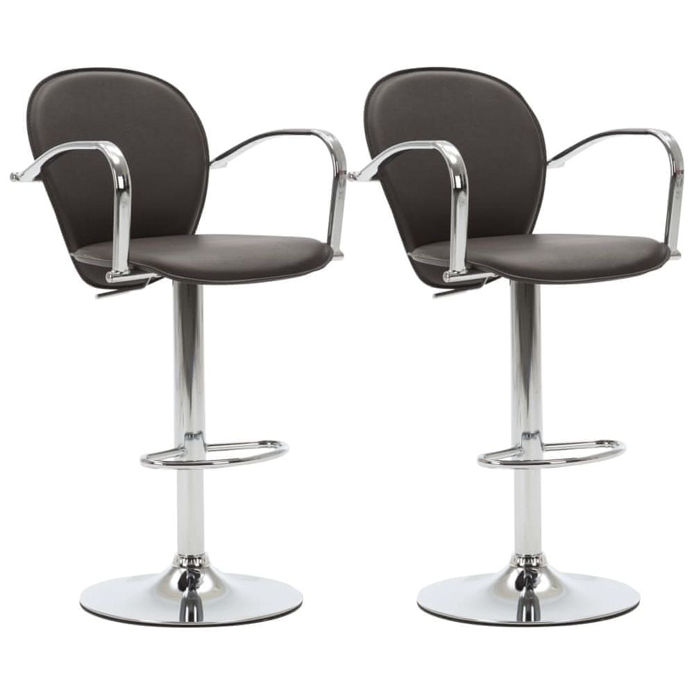 Vidaxl Barové stoličky s opierkami 2 ks, hnedé, umelá koža